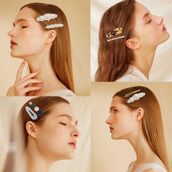 LAST ONE! Acrylic and Pearl Barrette Hair Clip Set - Picture 2 of 2